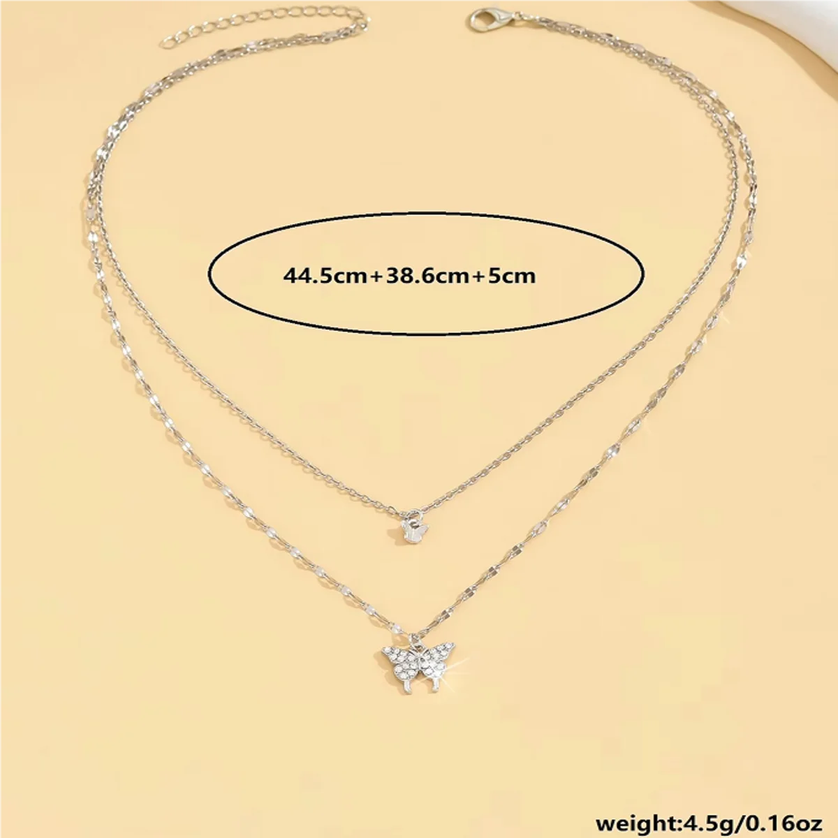 1 Women's Lats Sparkling Double Layer Butterfly Necklace Exquisite Double Layer Collar Chain Jewelry Banquet Party Holiday Gift