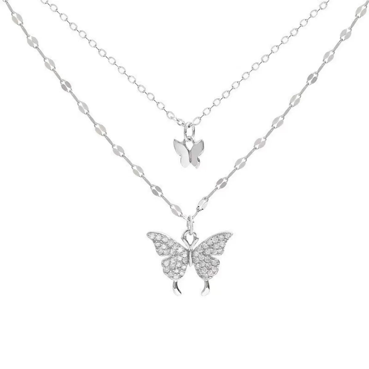 1 Women's Lats Sparkling Double Layer Butterfly Necklace Exquisite Double Layer Collar Chain Jewelry Banquet Party Holiday Gift