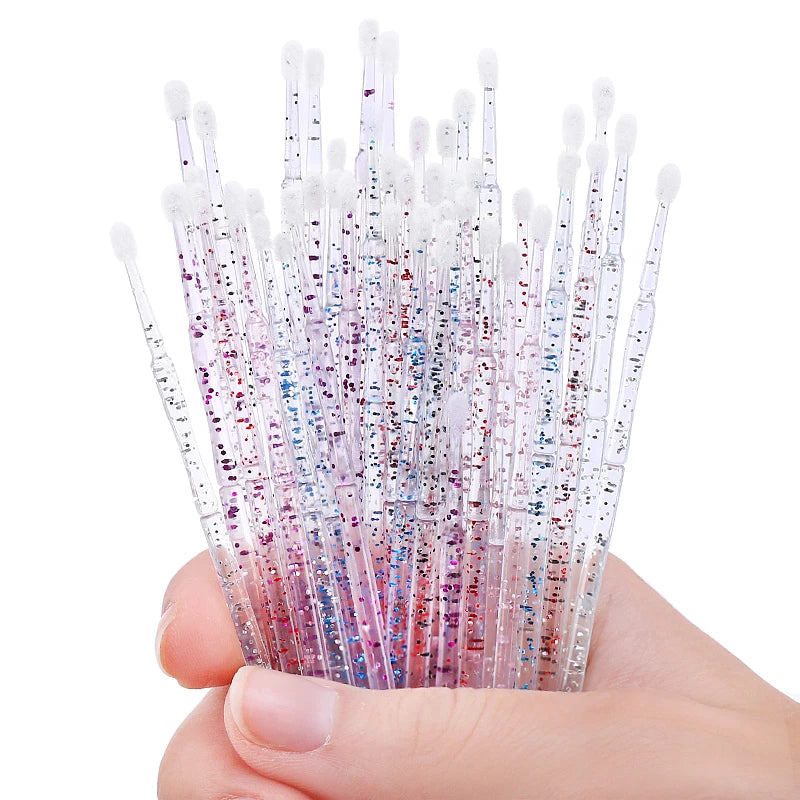 50pcs Crystal Disposable Micro Brush Individual Lash Removing Swab Mascara Wands Applicator Makeup Tools For Eyelash Extension