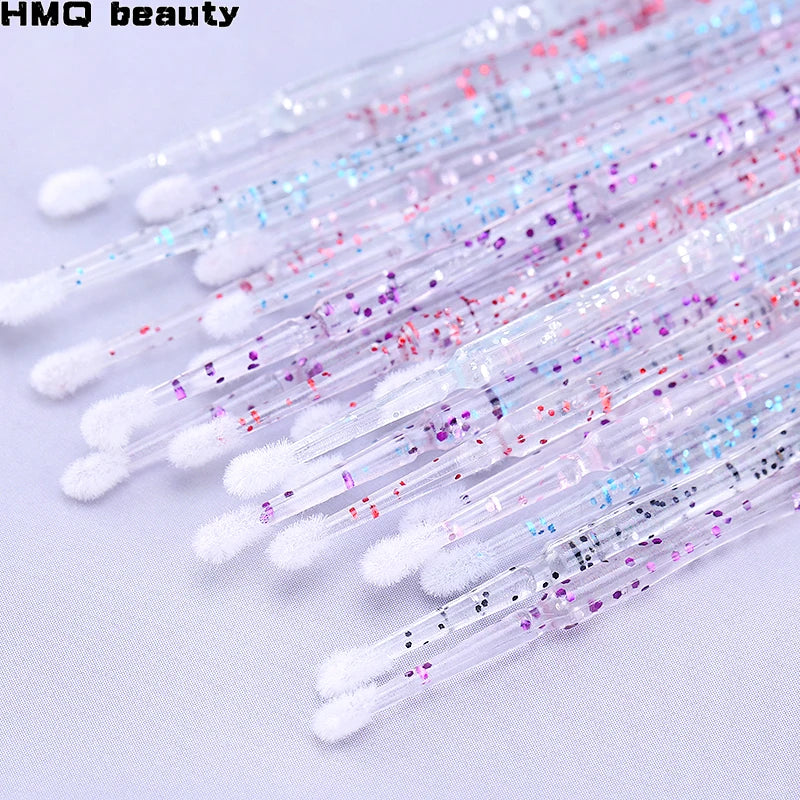 50pcs Crystal Disposable Micro Brush Individual Lash Removing Swab Mascara Wands Applicator Makeup Tools For Eyelash Extension