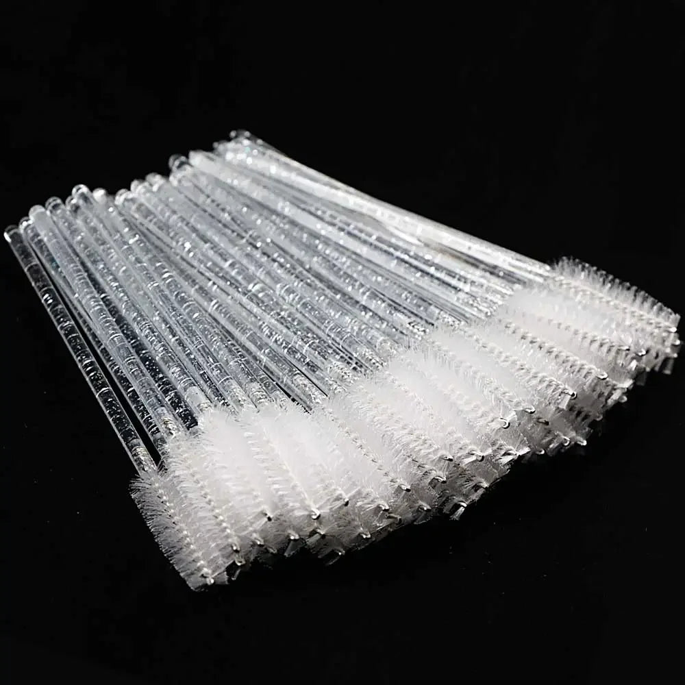 CNKESS 50pcs Disposable Eyelash Brushes Extension Crystal Eyebrow Brush Mascara Wand Eye Lashes Cosmetic Tool Set Makeup Beauty