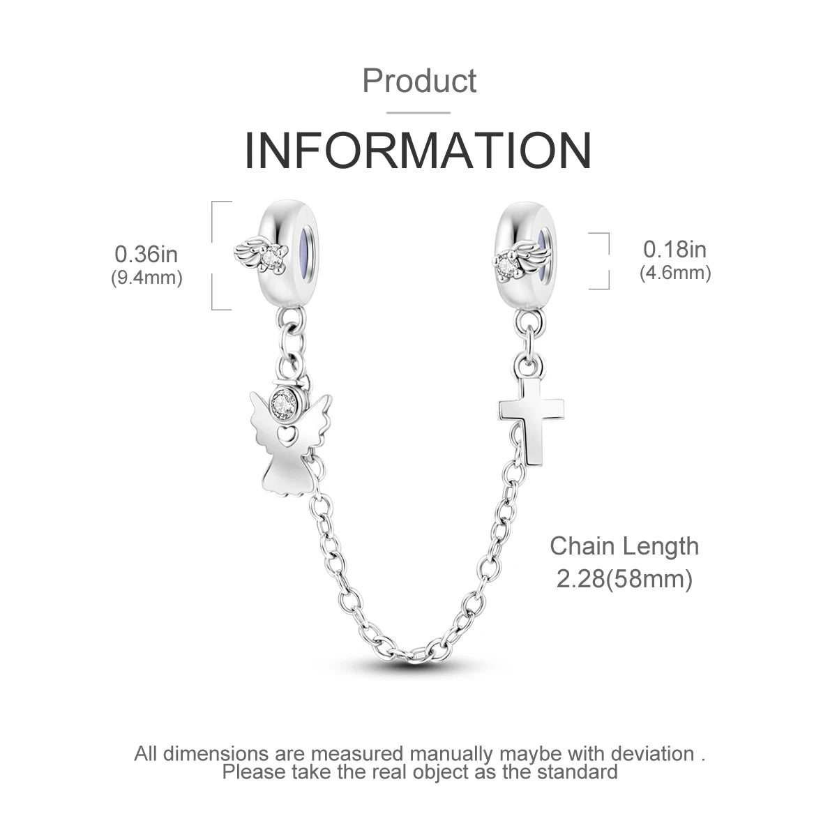 Safety Chain Silver Plated Beads Classic Safety Chain Stopper Clip Charm Fit Original Bracelet Jewelry Making