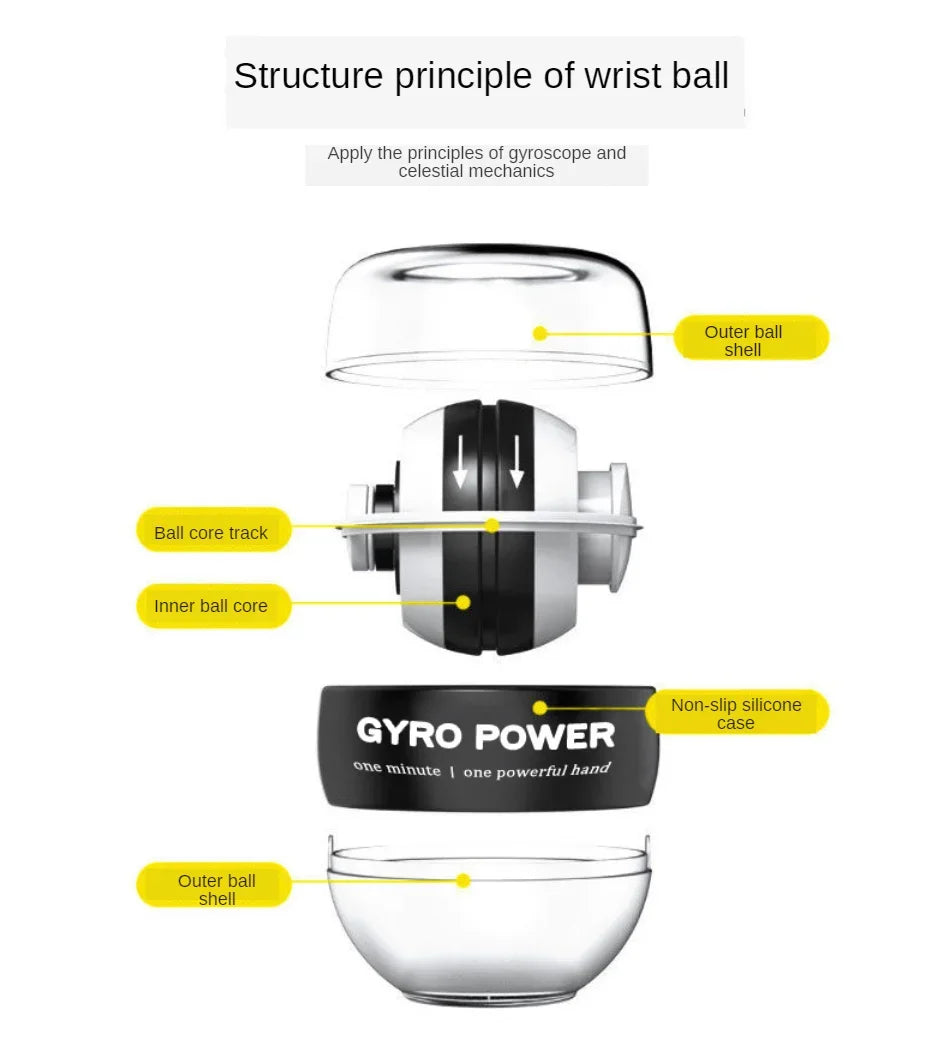 1pc Gyro Ball Wrist Ball Power Trainer Ball Strengthener and Forearm Strengthening Exerciser Home Gym Fitness Equipment