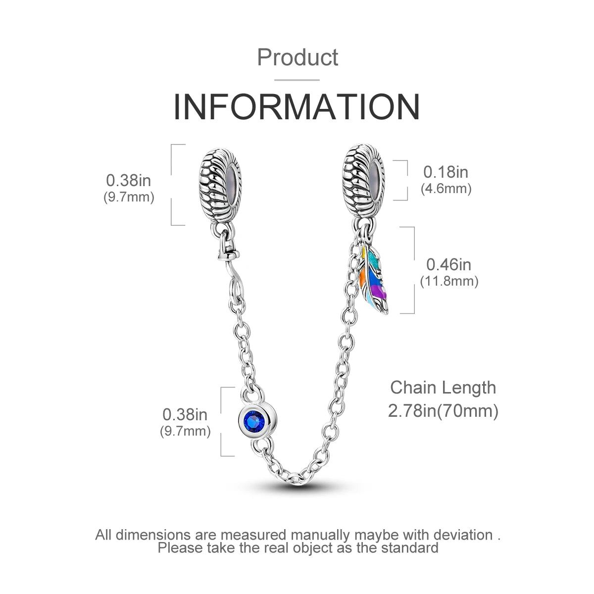 Safety Chain Silver Plated Beads Classic Safety Chain Stopper Clip Charm Fit Original Bracelet Jewelry Making