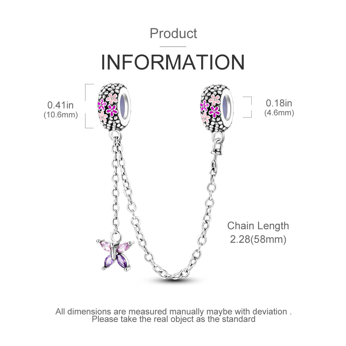 Safety Chain Silver Plated Beads Classic Safety Chain Stopper Clip Charm Fit Original Bracelet Jewelry Making