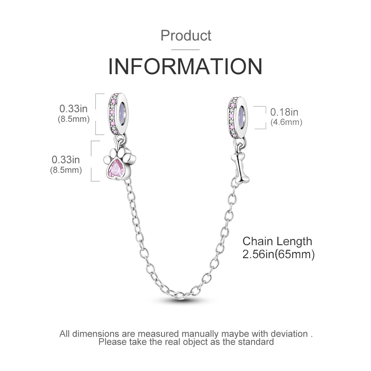 Safety Chain Silver Plated Beads Classic Safety Chain Stopper Clip Charm Fit Original Bracelet Jewelry Making