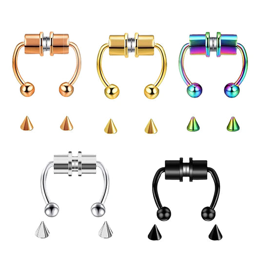 Women Fake Piercing Nose Ring Hoop Septum Non Piercing Nose Clip Rock HipHoop Stainless Steel Magnet Fashion Punk Body Jewelry