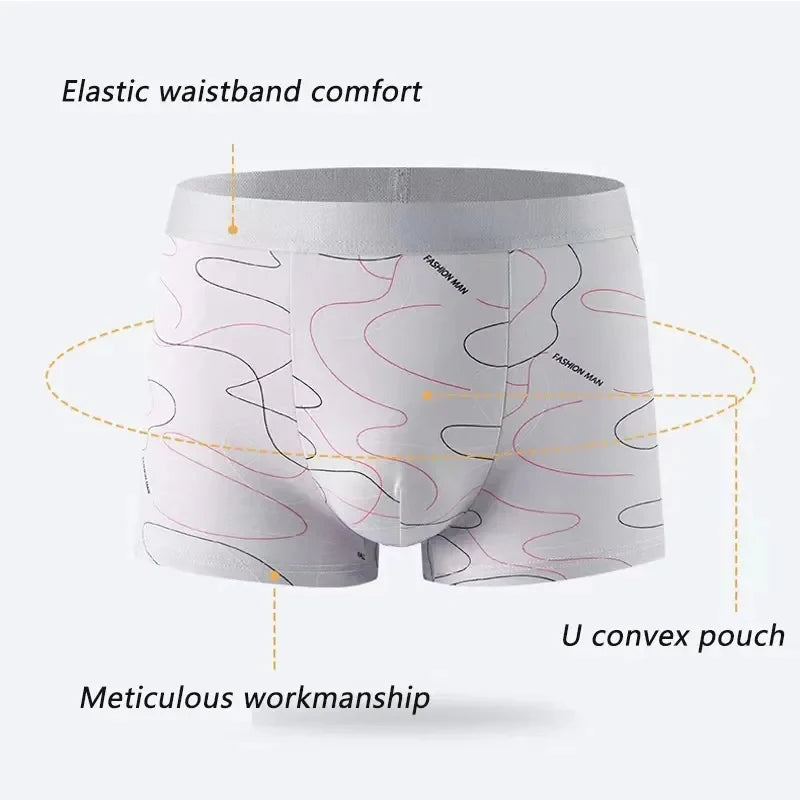 3 Pcs Men Boxers Sports Underwear Underpants Shorts 2XL 3XL 4XL Simple Line Breathable Fashion Sports Fitness