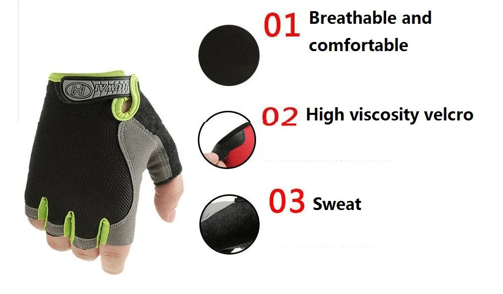 Men Cycling Bicycle Gloves Half Finger Gym Gloves Women Mitten Breathable Anti-slip Glove Fitness Sport Training Gloves