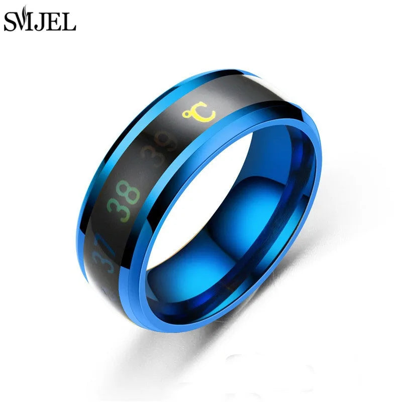 Fashion Smart Ring Multifunctional Temperature Sensitive Rings Titanium Steel Couple Jewelry Fingertip Temperature Sensor Ring