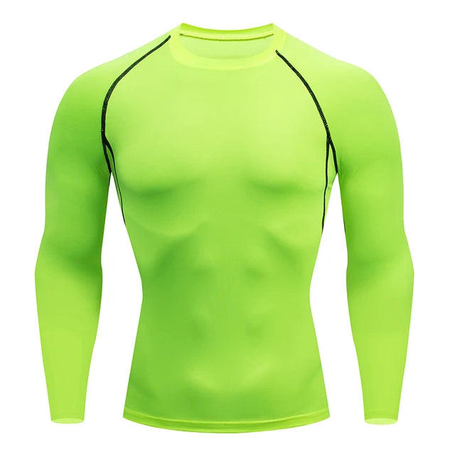 Men Sport T Shirt Fitness Running Shirt Quick Dry Long Sleeve Compression Tops Tee Workout Training Sport Gym Shirt Rashgard Men