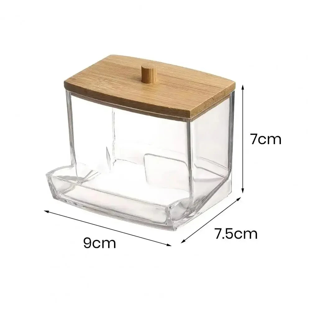 Acrylic Cotton Swab Storage Box, Transparent Makeup Organizer for Bathroom & Bedroom, 1 Piece Cotton Swab Holder