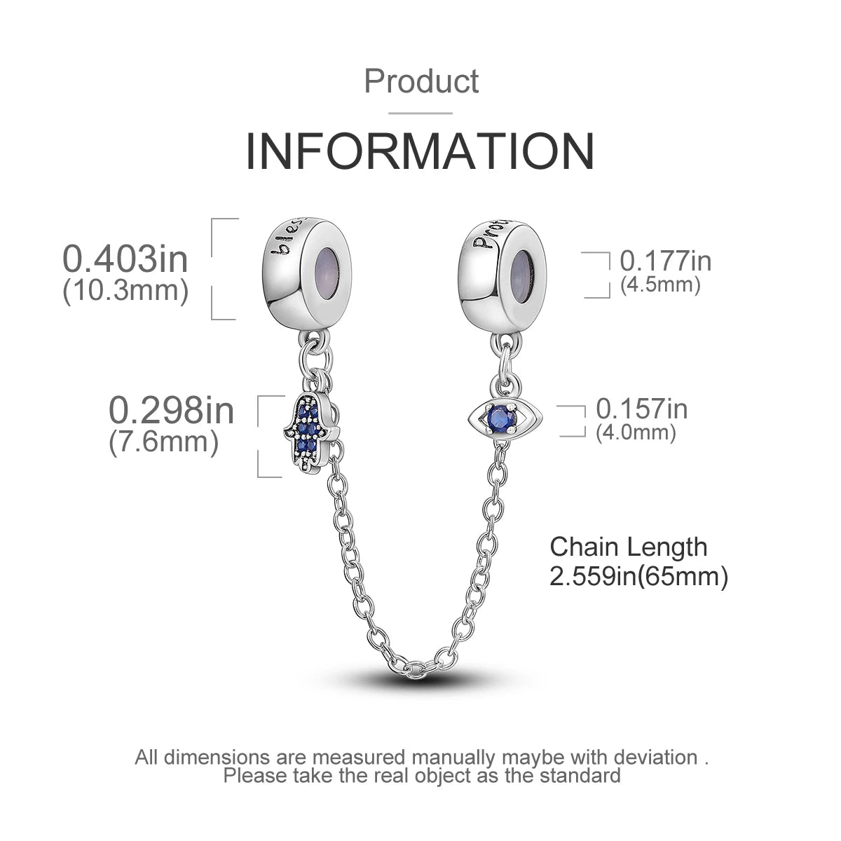 Safety Chain Silver Plated Beads Classic Safety Chain Stopper Clip Charm Fit Original Bracelet Jewelry Making