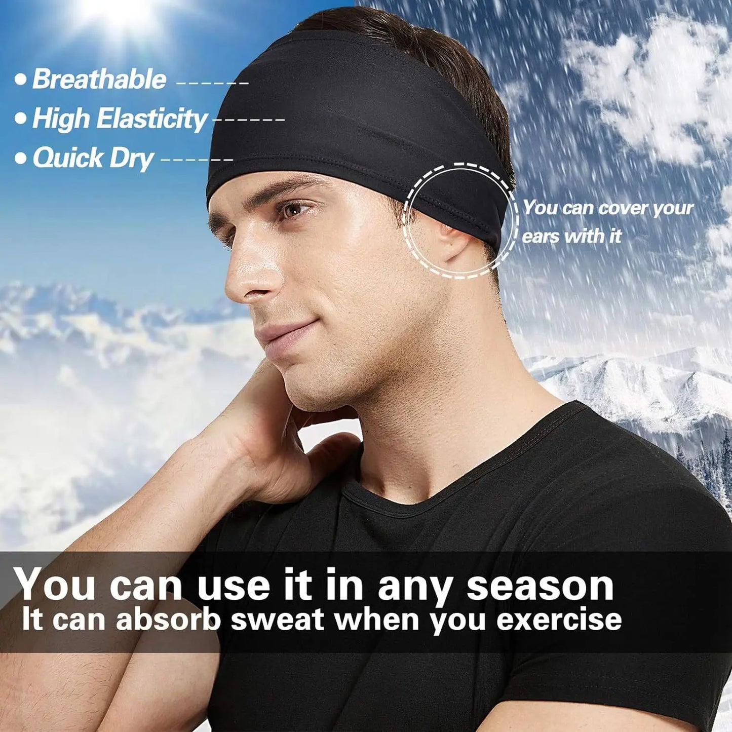 Men's Sports Headband Sweat-absorbing and Anti Sweating Band Running Fitness Headband Headband Hoop Yoga