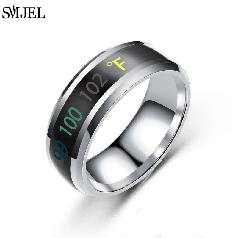 Fashion Smart Ring Multifunctional Temperature Sensitive Rings Titanium Steel Couple Jewelry Fingertip Temperature Sensor Ring