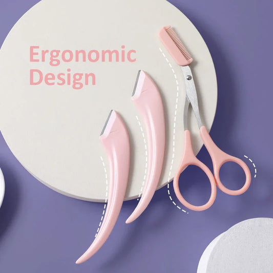 Professional Eyebrow Trimming Knife Eyebrow Face Razor For Women Eyebrow Scissors With Comb Brow Trimmer Scraper Accessories