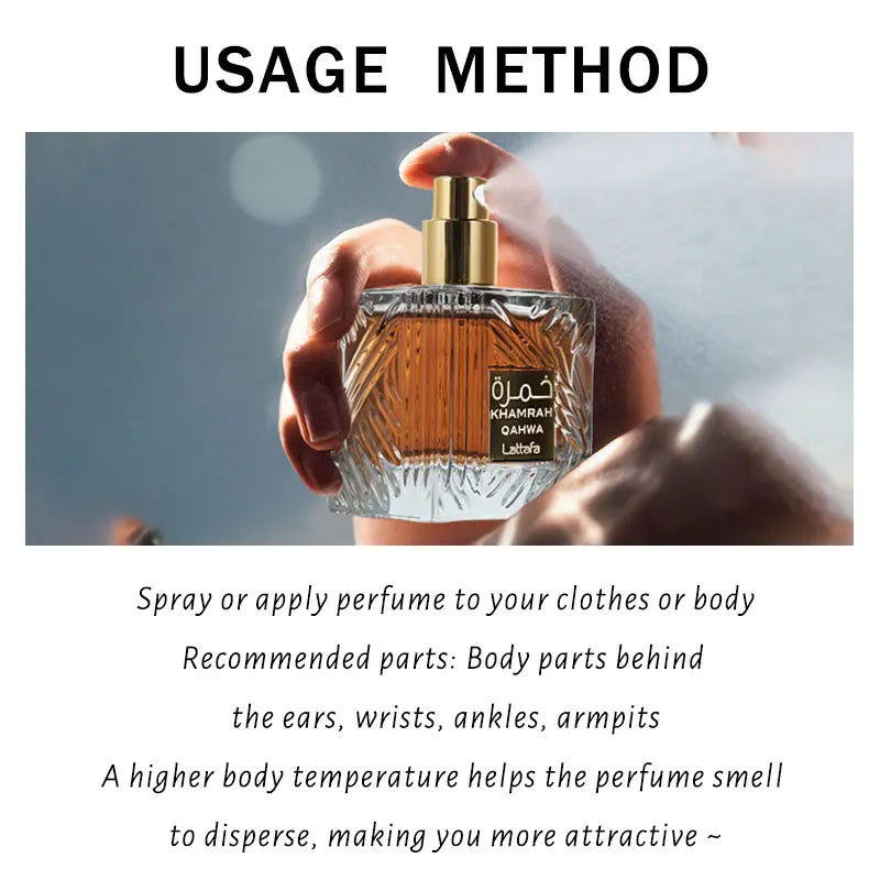 100ml Original Qahwa Khamrah for Men Fragrance Lasting Fragrance High Quality Arabic Perfume Sexy T Darey Men Cologne Wood Scent