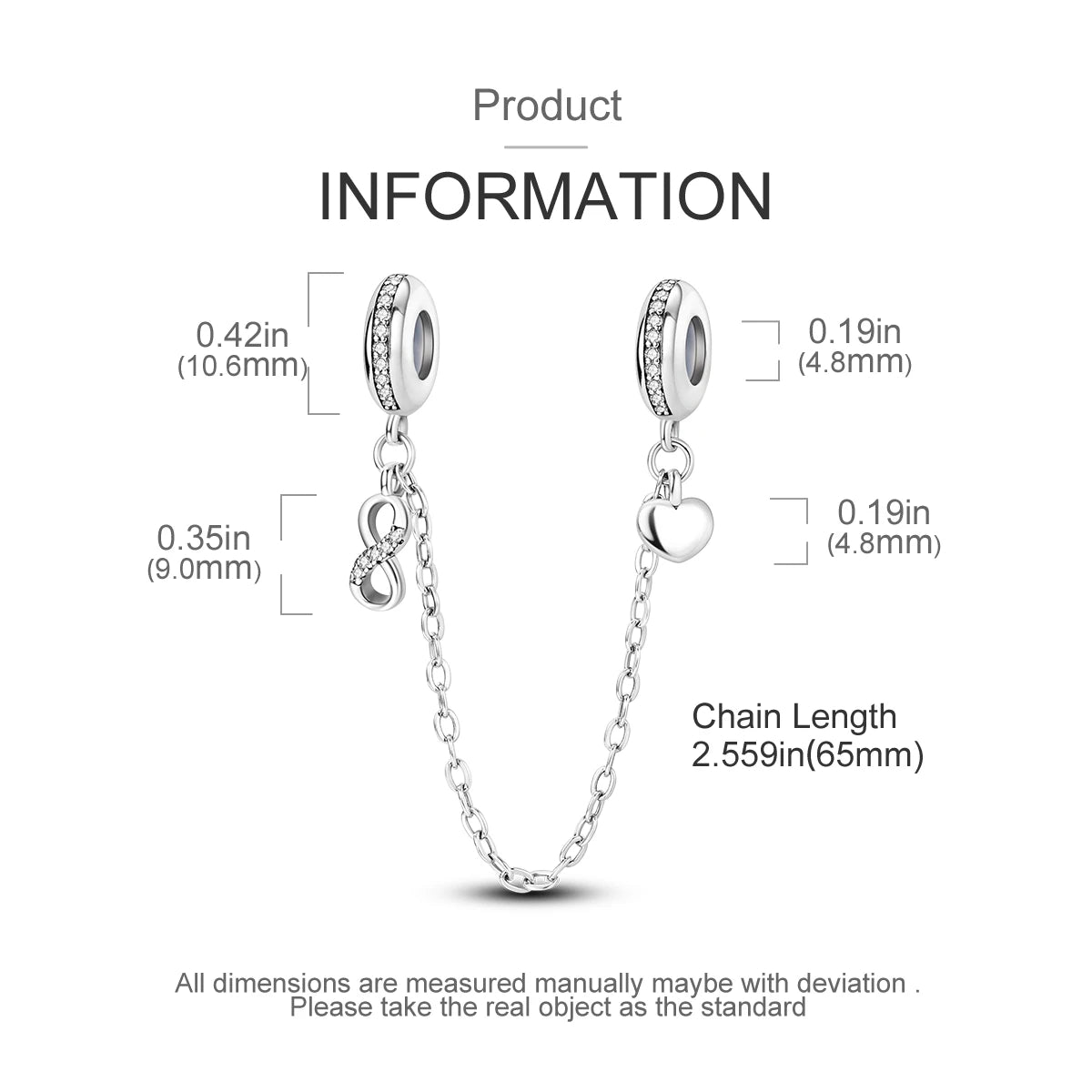 Safety Chain Silver Plated Beads Classic Safety Chain Stopper Clip Charm Fit Original Bracelet Jewelry Making