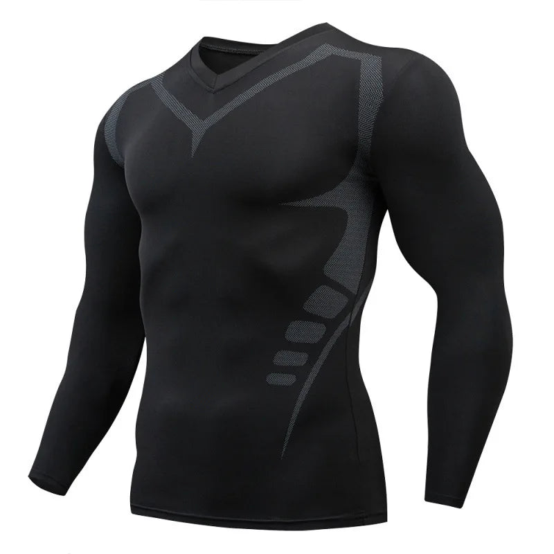 Men Sport T Shirt Fitness Running Shirt Quick Dry Long Sleeve Compression Tops Tee Workout Training Sport Gym Shirt Rashgard Men