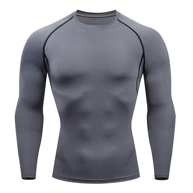 Men Sport T Shirt Fitness Running Shirt Quick Dry Long Sleeve Compression Tops Tee Workout Training Sport Gym Shirt Rashgard Men