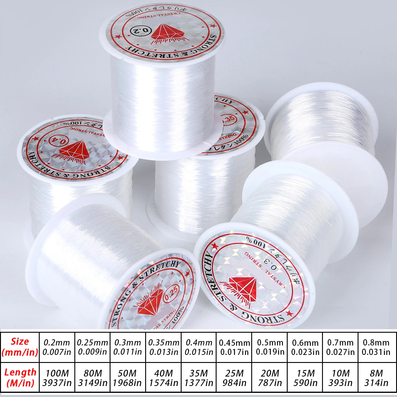 Clear Invisible Nylon Monofilament Fishing Line - Strong & Durable for DIY Crafts, Jewelry Making, Balloon Garlands & Decoration