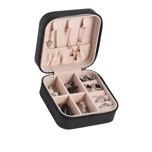 Jewelry Storage Case Simple Jewelry Box For Travel & Home Portable Zipper Earrings Ring Jewelry Organizer