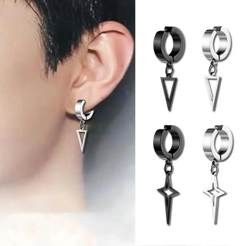 1 Pcs New Clip On Hoop Earrings For Men Women Stainless Steel Fake Non Piercing Earring Without Ear Holes Black Jewelry Gifts