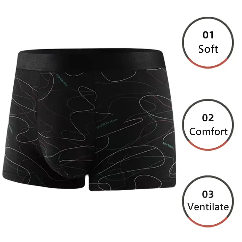 3 Pcs Men Boxers Sports Underwear Underpants Shorts 2XL 3XL 4XL Simple Line Breathable Fashion Sports Fitness