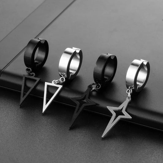 1 Pcs New Clip On Hoop Earrings For Men Women Stainless Steel Fake Non Piercing Earring Without Ear Holes Black Jewelry Gifts