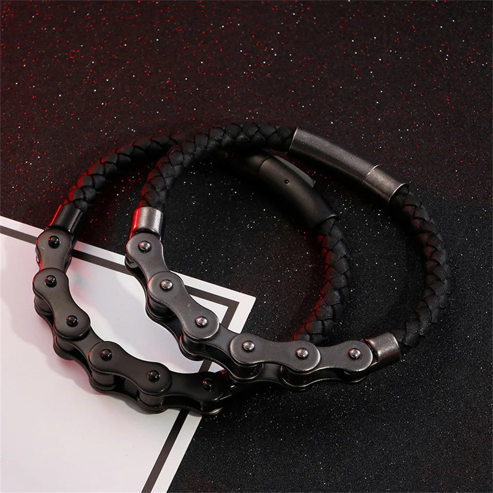 Trendmen Hiphop Rock Rapper Gear Chain Stainless Steel Chain Link Bracelets For Men Bro Fashion Metal Wristlet Jewelry Gifts