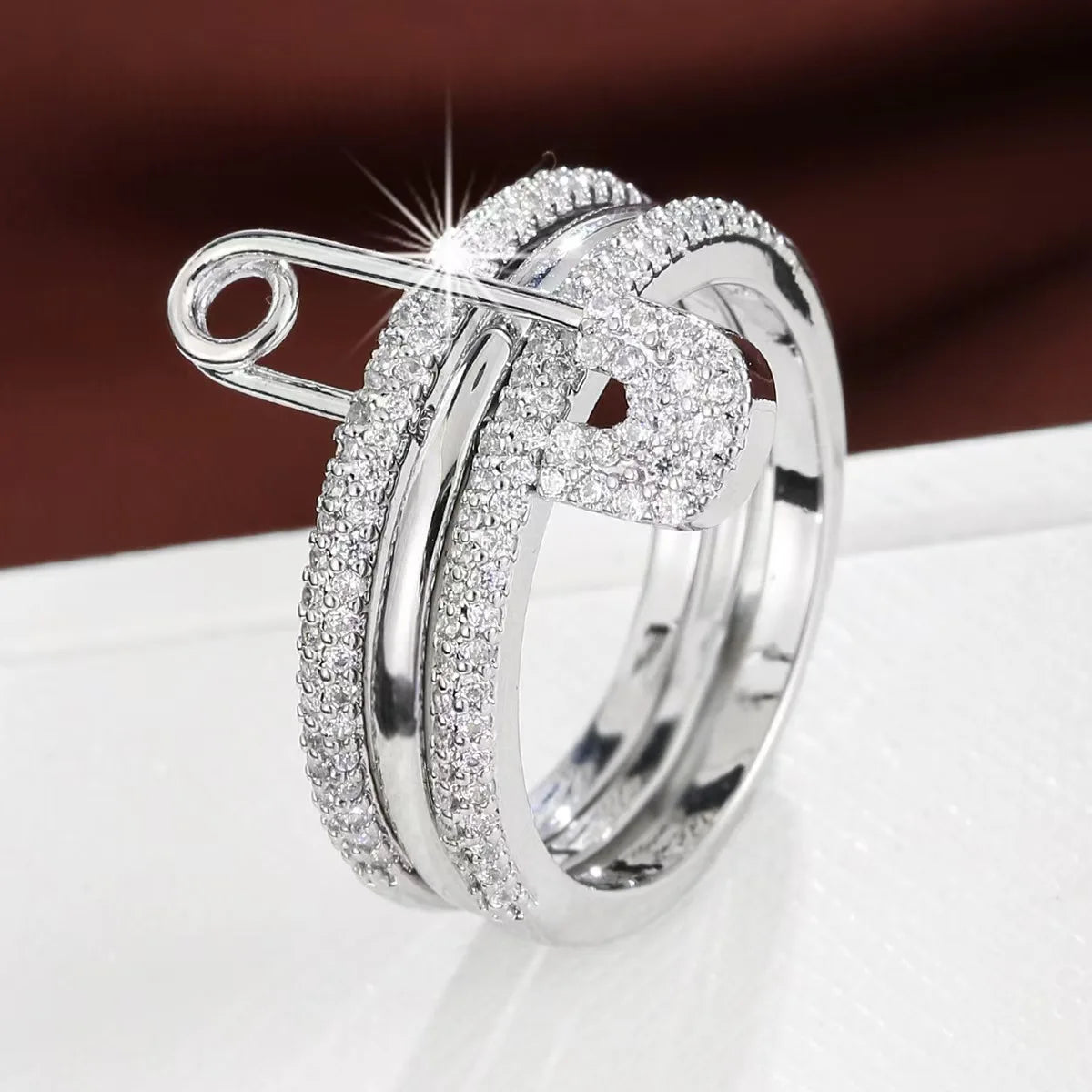 Fashion Pin Connection Three Layers Designer Fashion Ring for Women Valentine's Day Gift Jewelry R7393