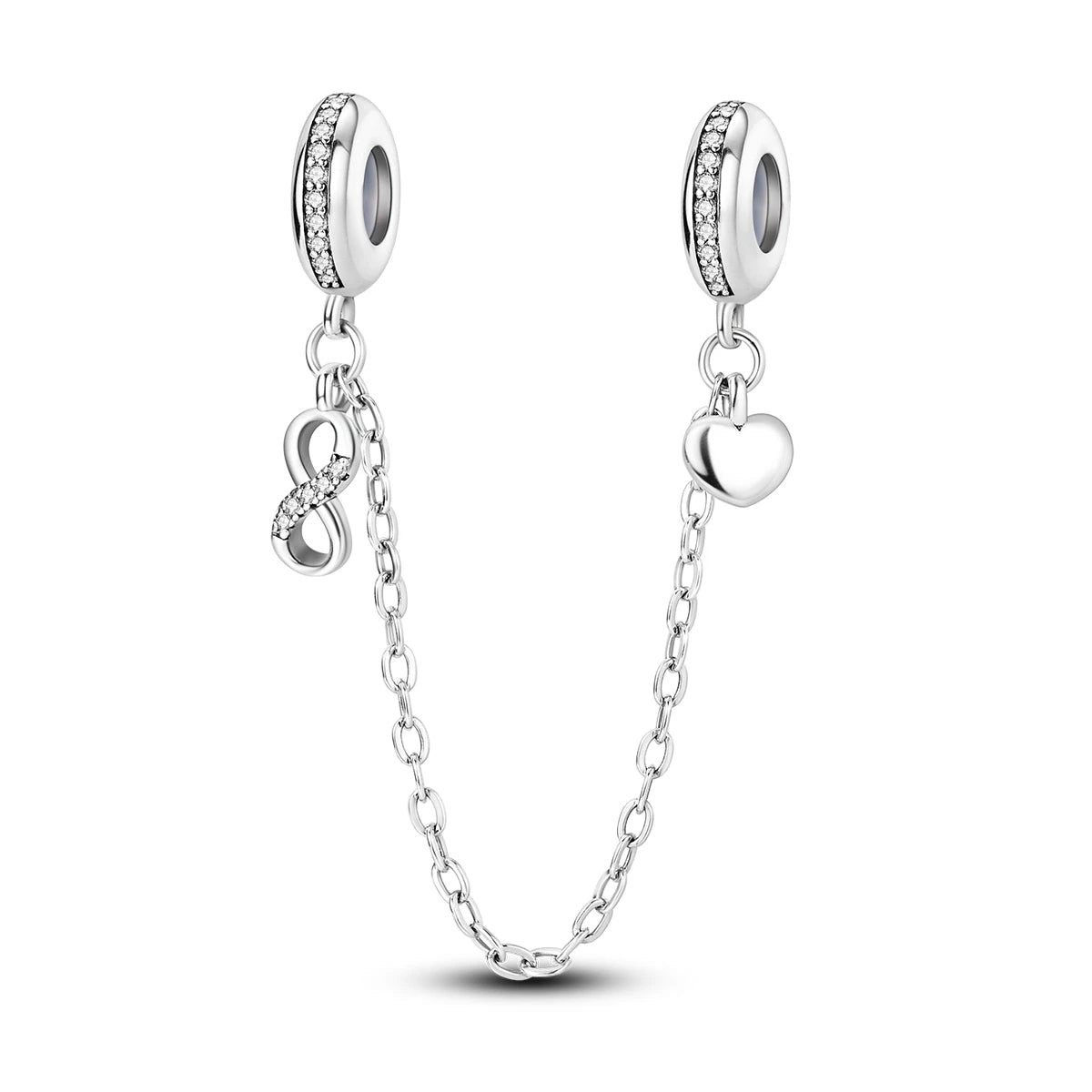 Safety Chain Silver Plated Beads Classic Safety Chain Stopper Clip Charm Fit Original Bracelet Jewelry Making