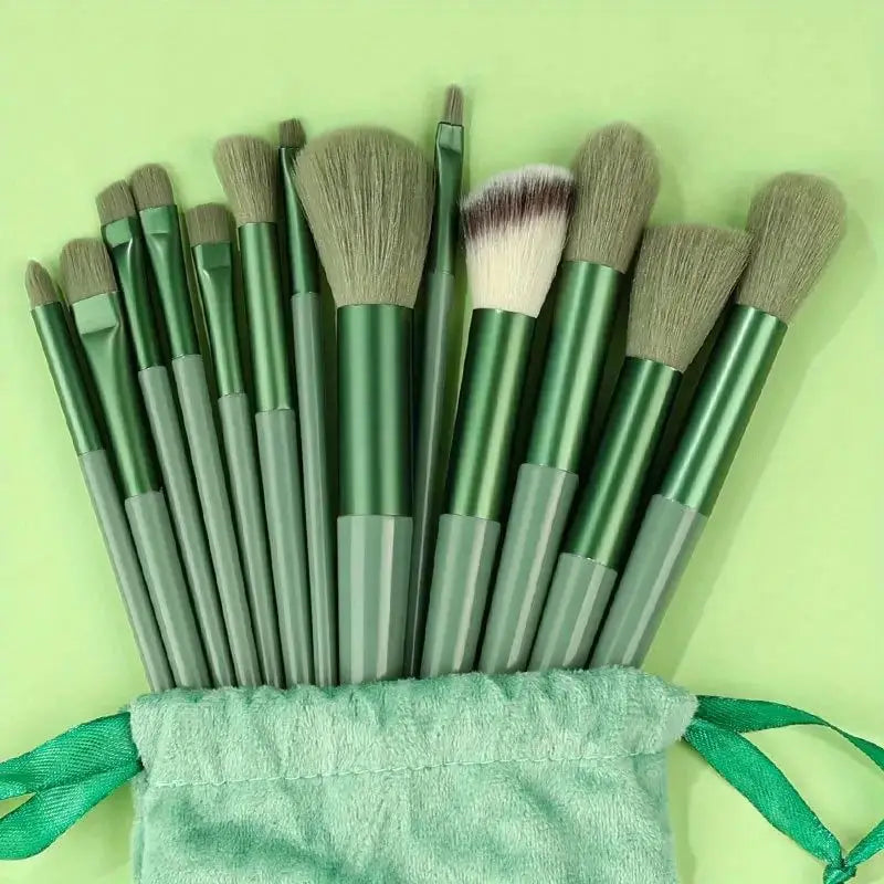 13pcs Premium Synthetic Nylon Bristle Makeup Brush Set - Soft, Gentle, and Cruelty-Free for Flawless Foundation, Blush, Powder,