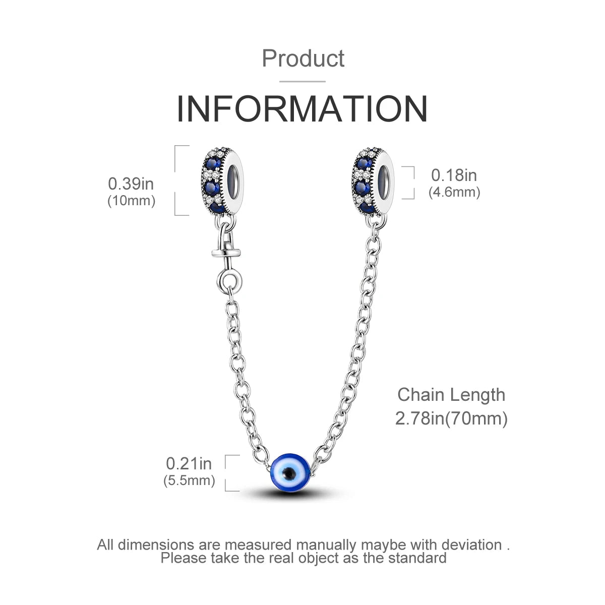 Safety Chain Silver Plated Beads Classic Safety Chain Stopper Clip Charm Fit Original Bracelet Jewelry Making