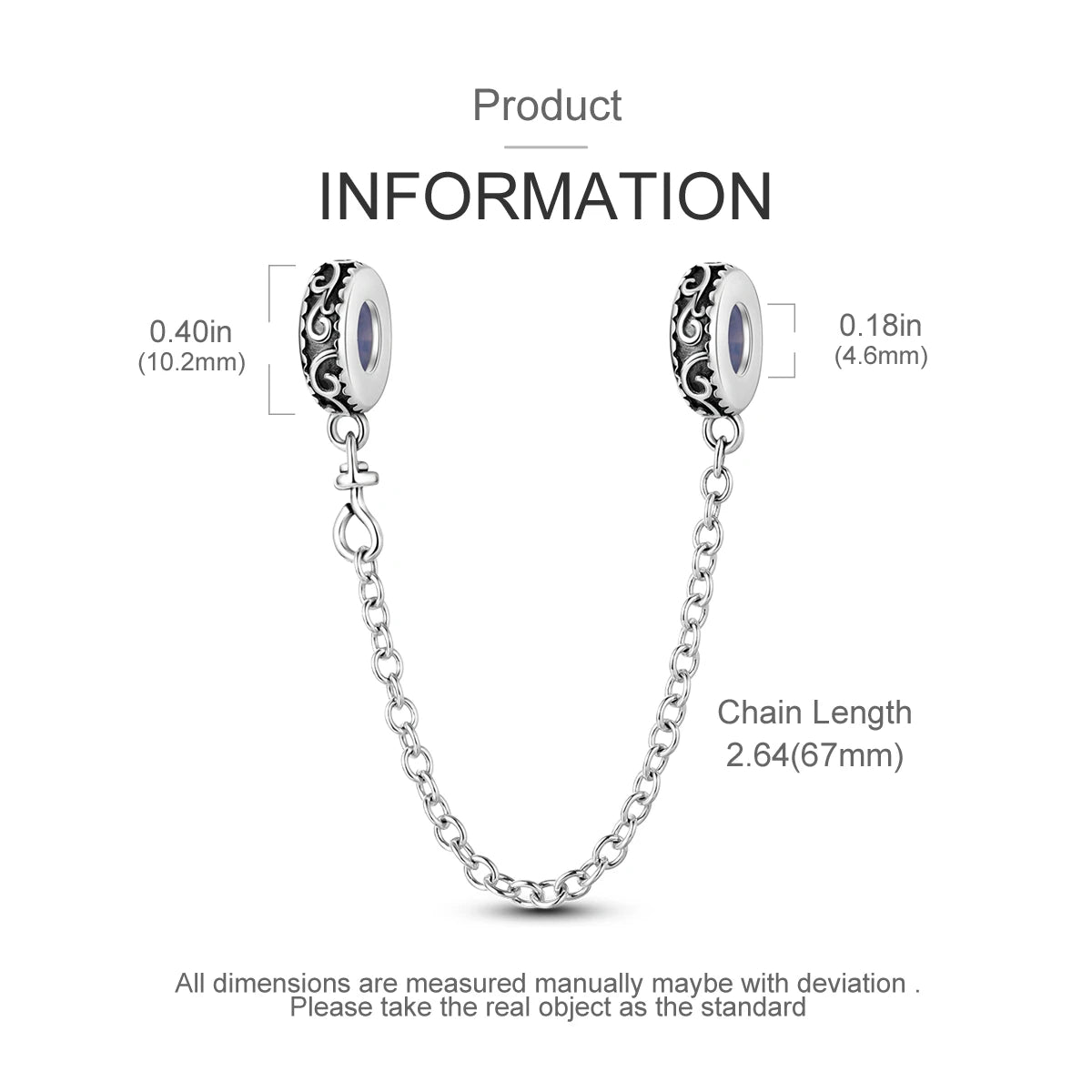 Safety Chain Silver Plated Beads Classic Safety Chain Stopper Clip Charm Fit Original Bracelet Jewelry Making