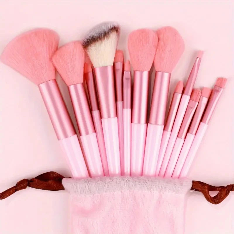 13pcs Premium Synthetic Nylon Bristle Makeup Brush Set - Soft, Gentle, and Cruelty-Free for Flawless Foundation, Blush, Powder,