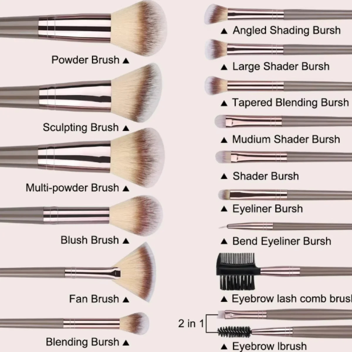 15pcs Makeup Brush Set Professional Cosmetic Blush Highlighter Foundation Powder Concealer Eyeshadow Kit Beauty Make Up Tools