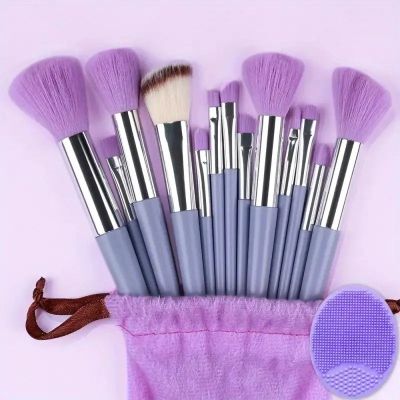 13pcs Premium Synthetic Nylon Bristle Makeup Brush Set - Soft, Gentle, and Cruelty-Free for Flawless Foundation, Blush, Powder,