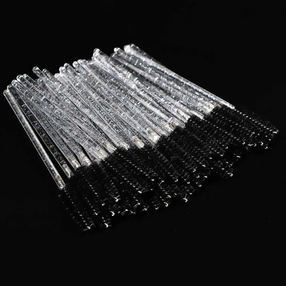 CNKESS 50pcs Disposable Eyelash Brushes Extension Crystal Eyebrow Brush Mascara Wand Eye Lashes Cosmetic Tool Set Makeup Beauty