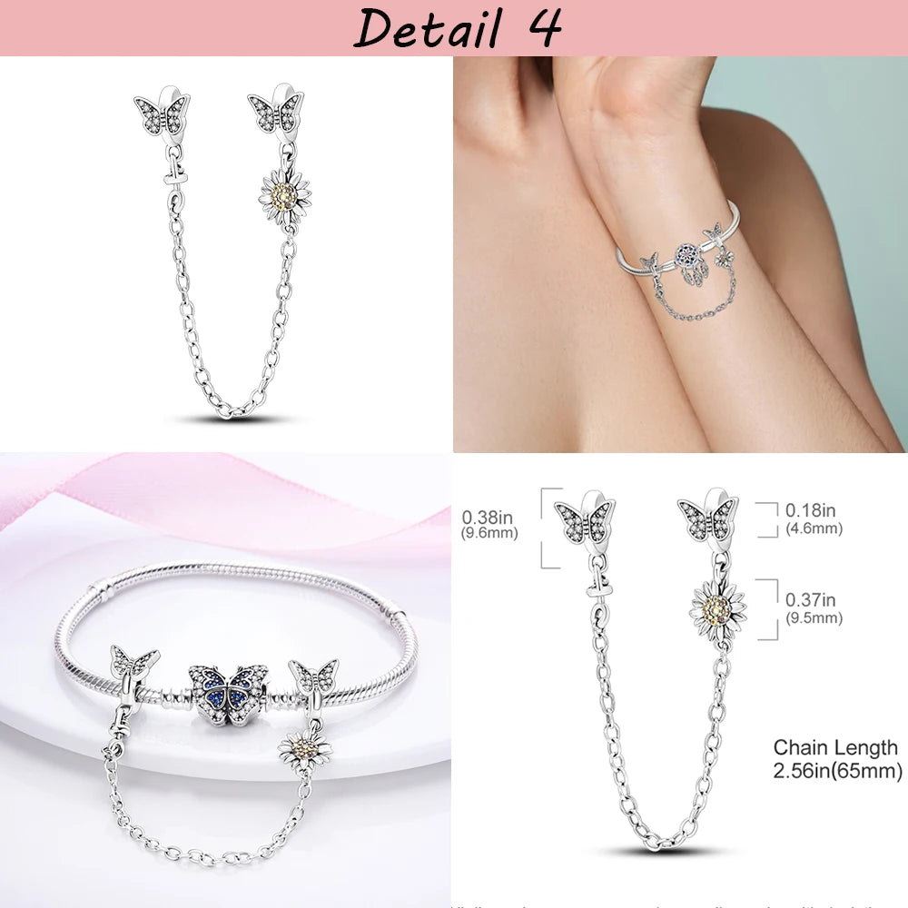 Safety Chain Silver Plated Beads Classic Safety Chain Stopper Clip Charm Fit Original Bracelet Jewelry Making