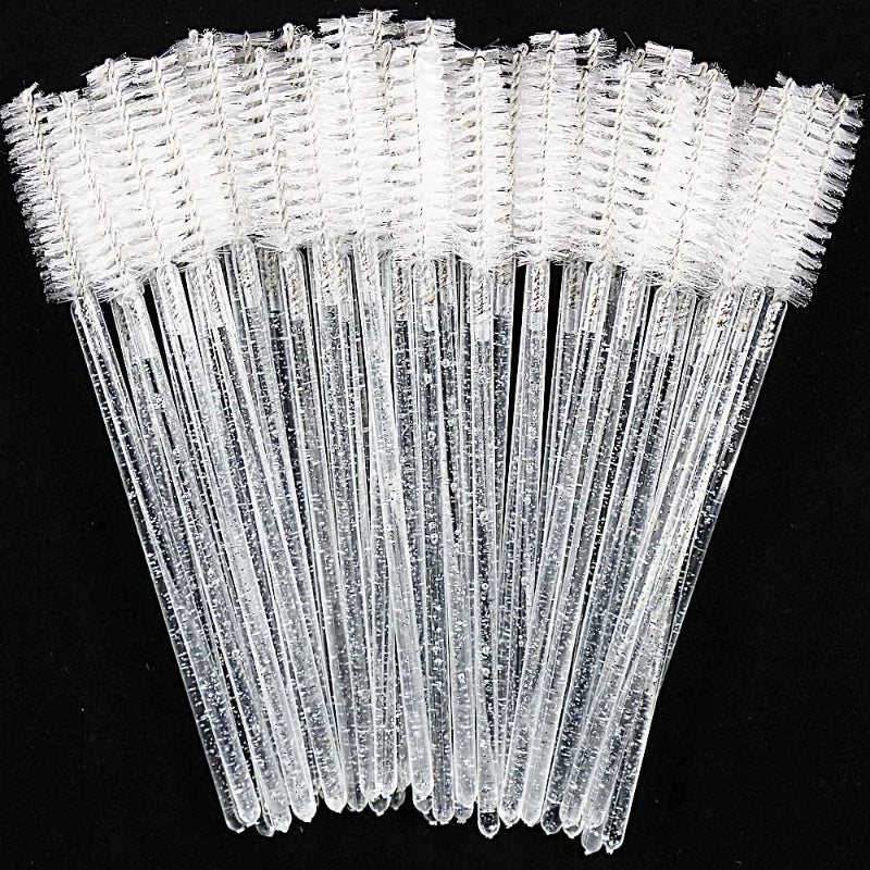 CNKESS 50pcs Disposable Eyelash Brushes Extension Crystal Eyebrow Brush Mascara Wand Eye Lashes Cosmetic Tool Set Makeup Beauty