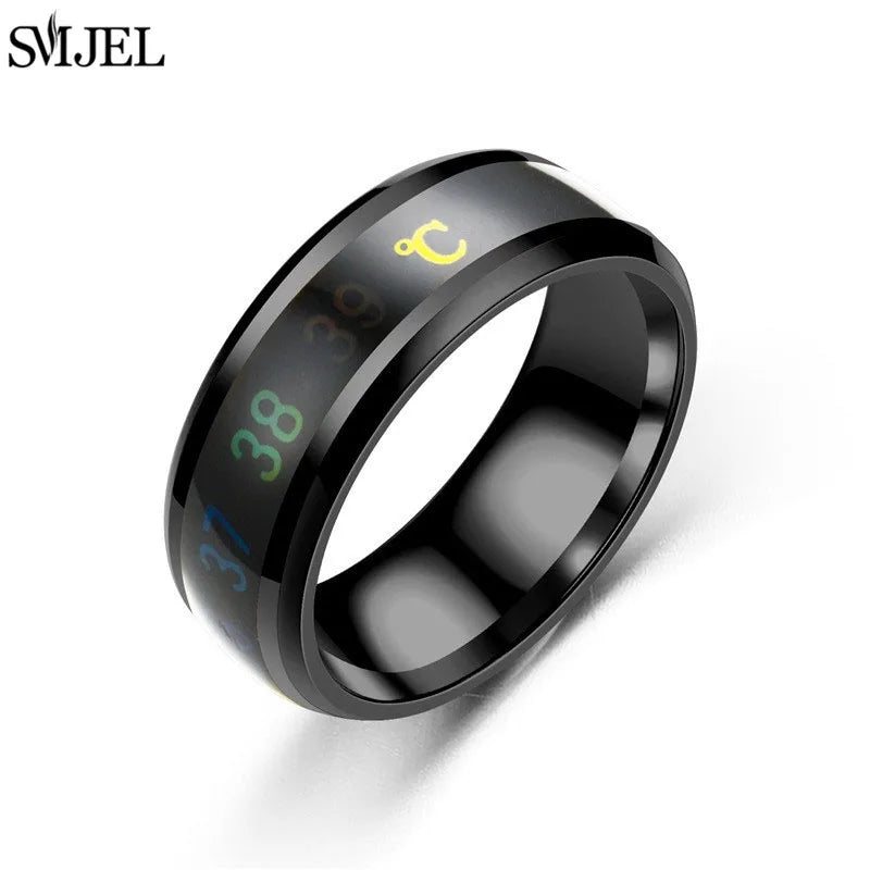 Fashion Smart Ring Multifunctional Temperature Sensitive Rings Titanium Steel Couple Jewelry Fingertip Temperature Sensor Ring