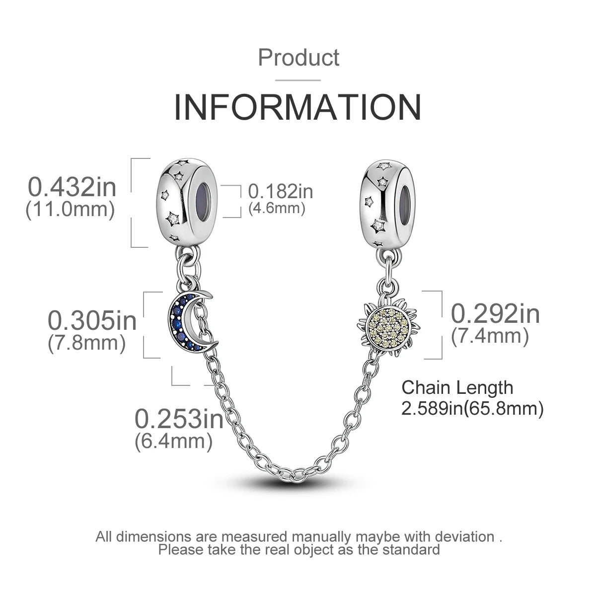 Safety Chain Silver Plated Beads Classic Safety Chain Stopper Clip Charm Fit Original Bracelet Jewelry Making