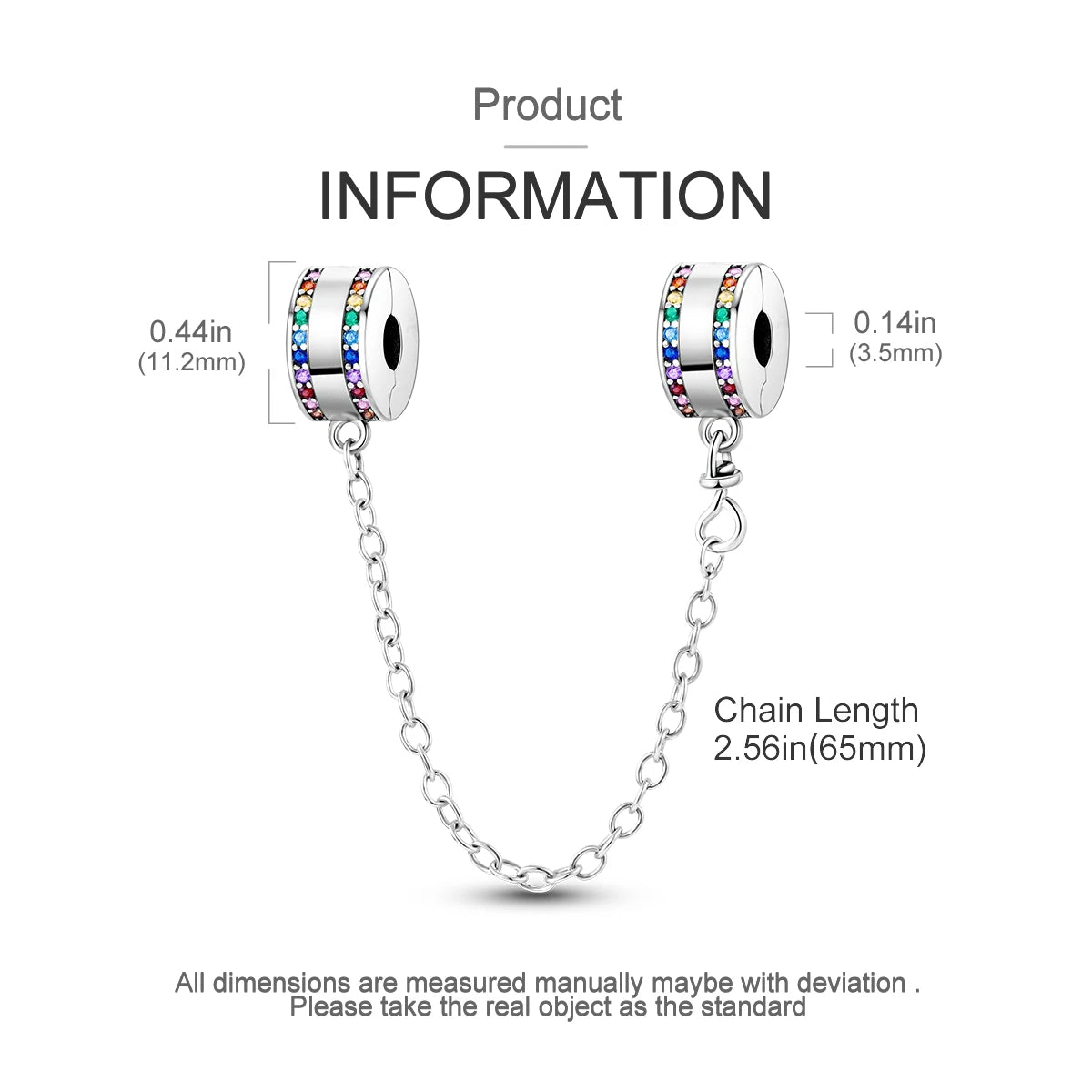 Safety Chain Silver Plated Beads Classic Safety Chain Stopper Clip Charm Fit Original Bracelet Jewelry Making