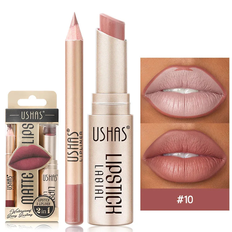 12 Colors Matte Nude Lipstick&lip Liner Set Waterproof Longlasting Lip Liner High Pigmented Slim Lip Sick Lips Makeup