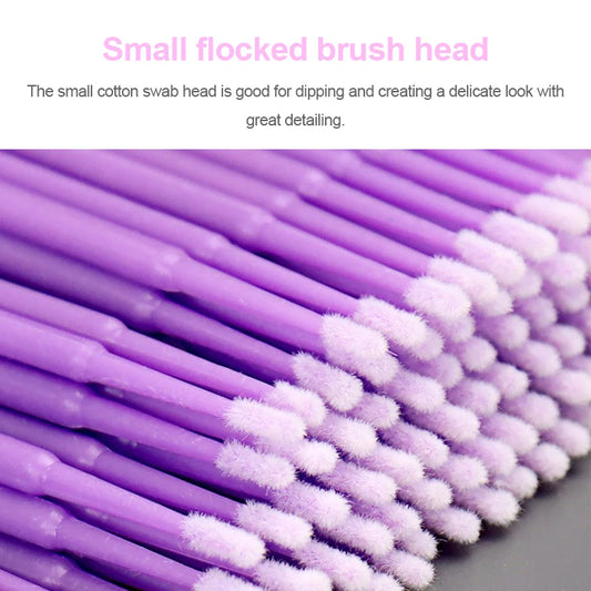 100Pcs Eyelash Cleaning Brush Lash Extension Micro Cotton Swab Individual Eyelashes Microbrush Beauty Makeup Clean Remover Tools