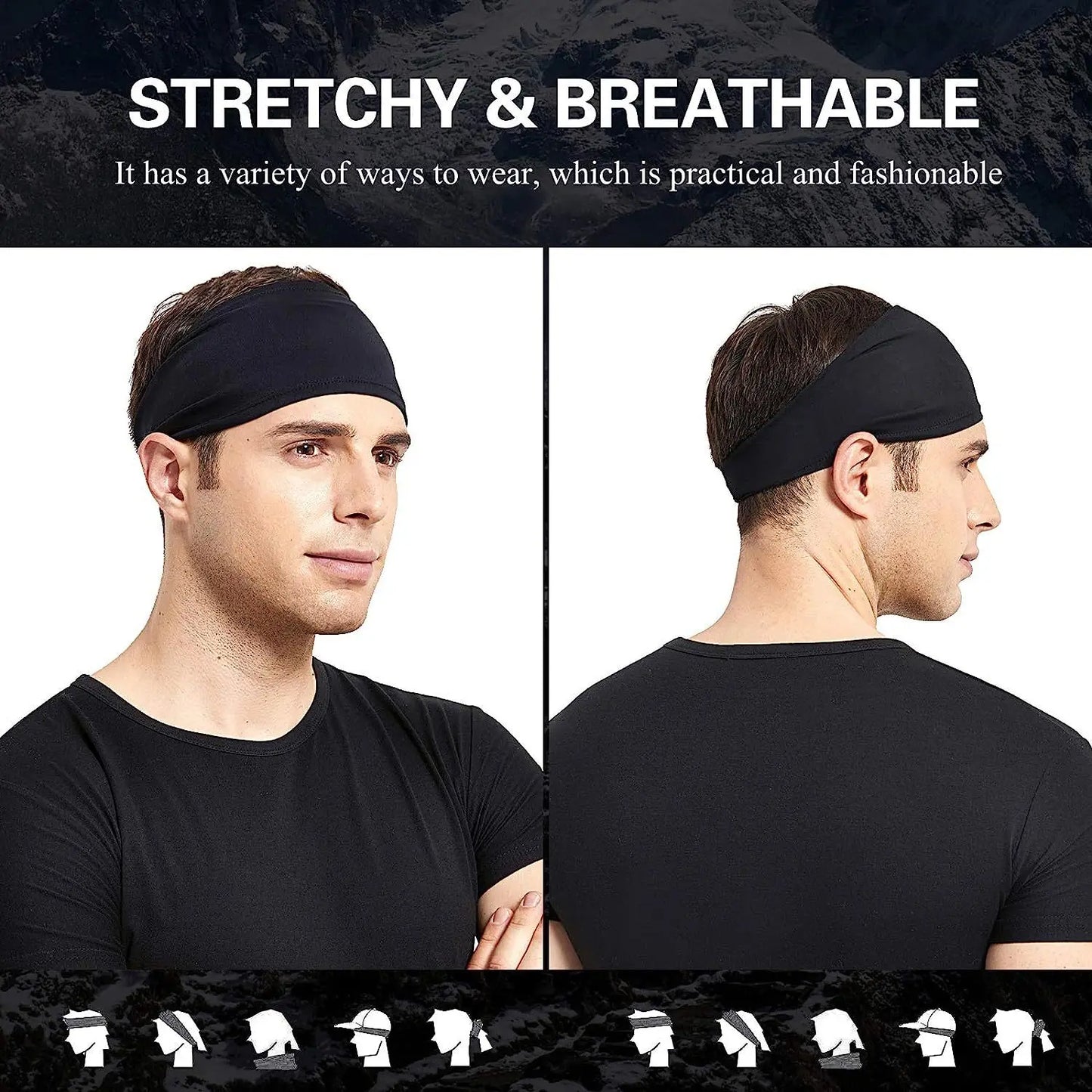 Men's Sports Headband Sweat-absorbing and Anti Sweating Band Running Fitness Headband Headband Hoop Yoga