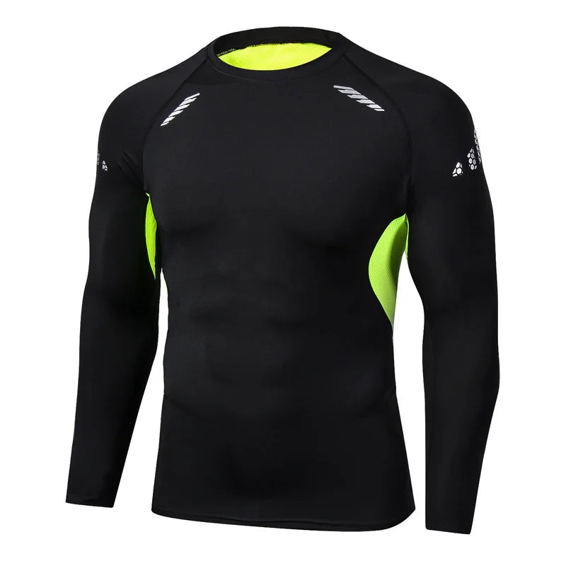 Men Sport T Shirt Fitness Running Shirt Quick Dry Long Sleeve Compression Tops Tee Workout Training Sport Gym Shirt Rashgard Men