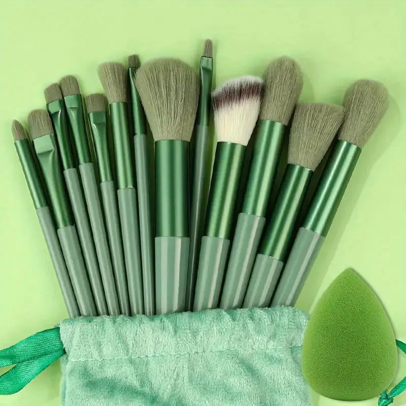 13pcs Premium Synthetic Nylon Bristle Makeup Brush Set - Soft, Gentle, and Cruelty-Free for Flawless Foundation, Blush, Powder,