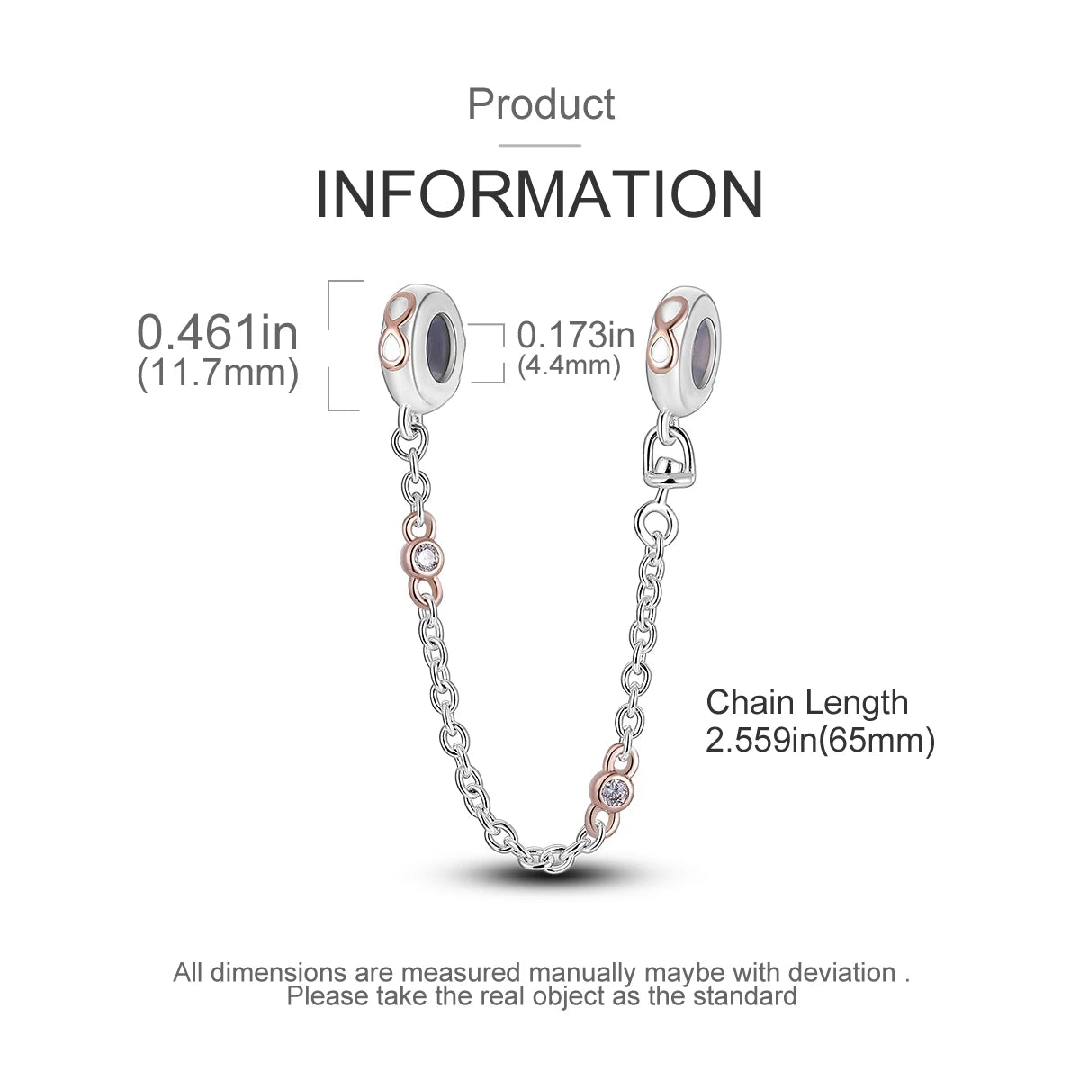 Safety Chain Silver Plated Beads Classic Safety Chain Stopper Clip Charm Fit Original Bracelet Jewelry Making